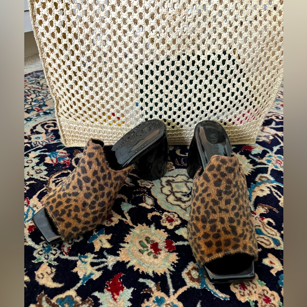 Leopard Wide Heel Sandals